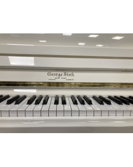 Used white lacquered wood upright piano