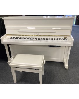 Used lacquered white piano with silencer