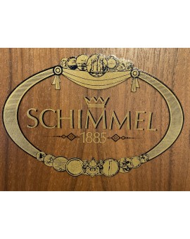 Used upright piano Schimmel 104M, satin walnut finish, brass fittings